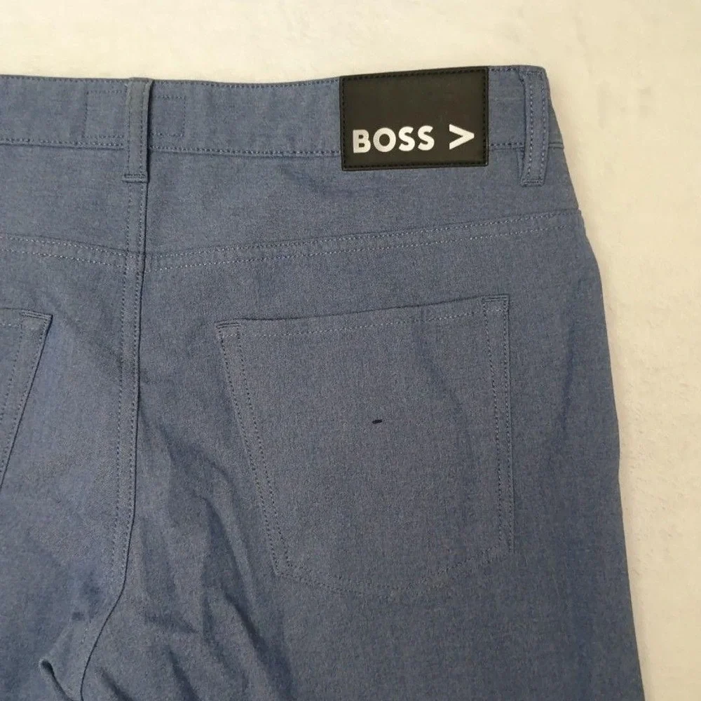 Hugo Boss Pants Men 35x32 Blue Delaware Slim Fit Microfiber Stretch Tapered Work